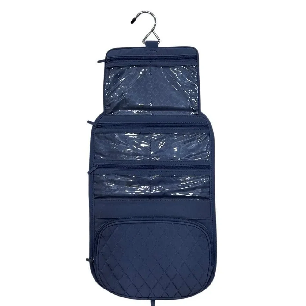 Vera Bradley Cosmetic Hanging Travel Bag Organizer Medium Gray Diamond Quilted